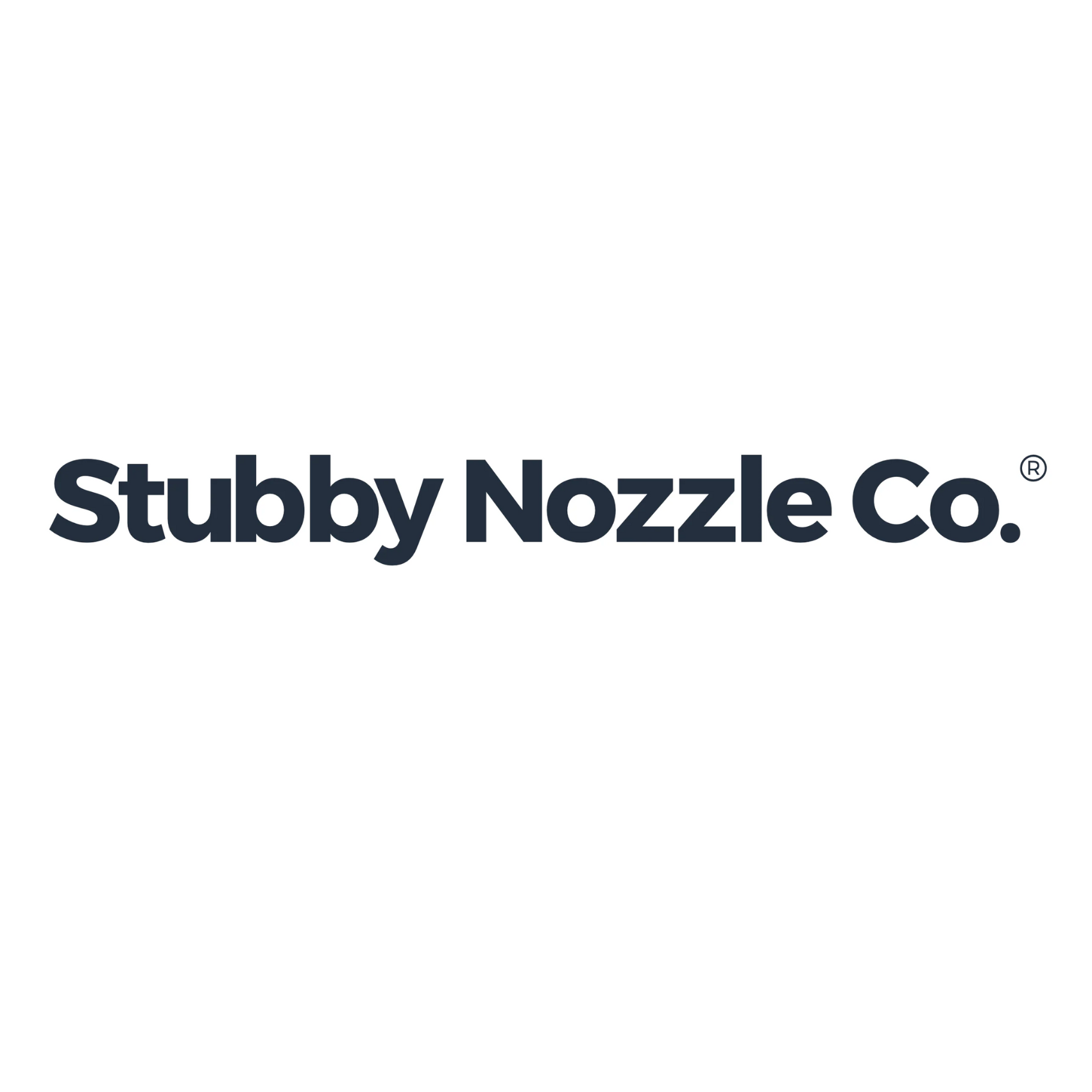 The image displays the text Stubby Nozzle Co. in bold, dark lettering on a white background with a registered trademark symbol next to the company name.