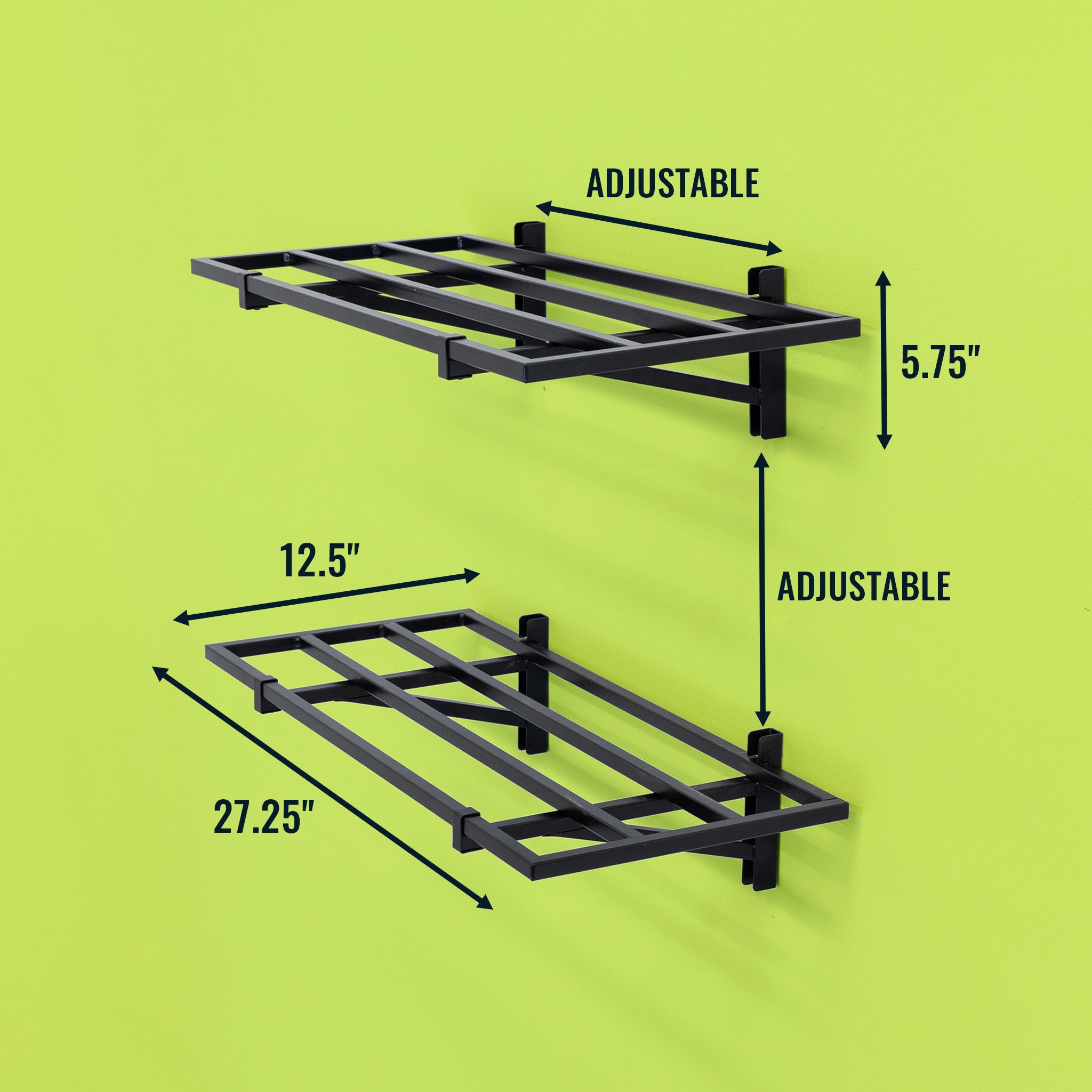 1' x 2' Bristol Garage Wall Mount Shelves | 2 Pack | Black