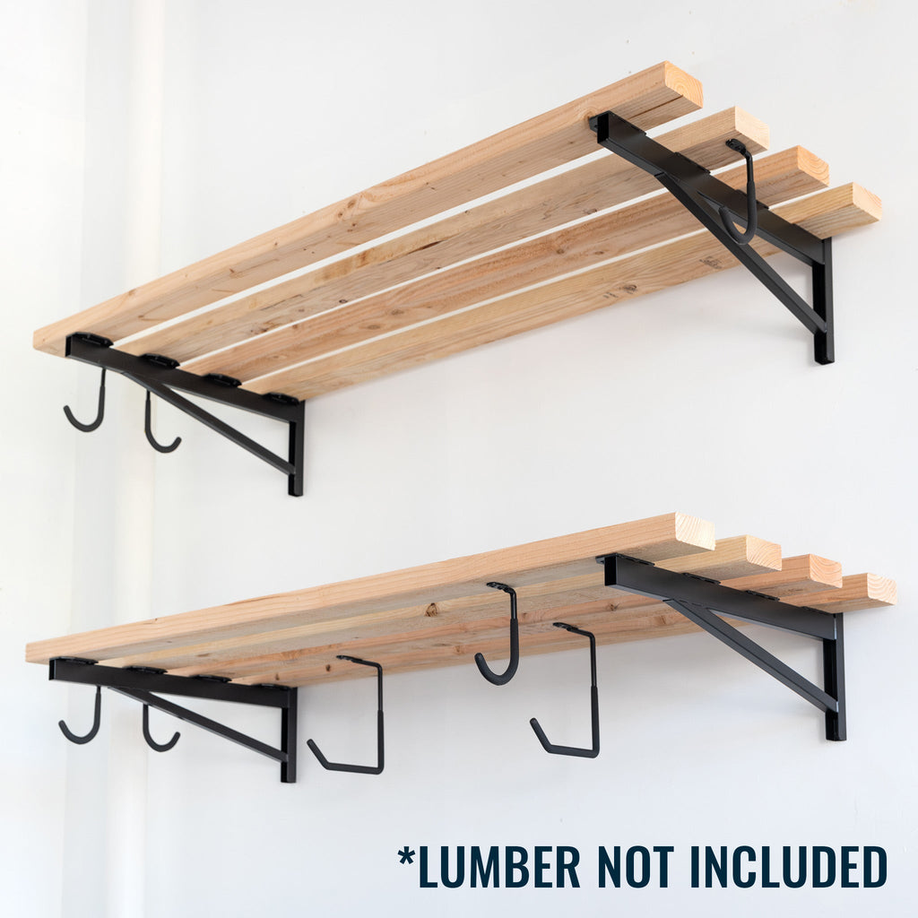 2' x 4' DIY Wall Shelf Brackets | Heavy Duty Garage Wall Shelves