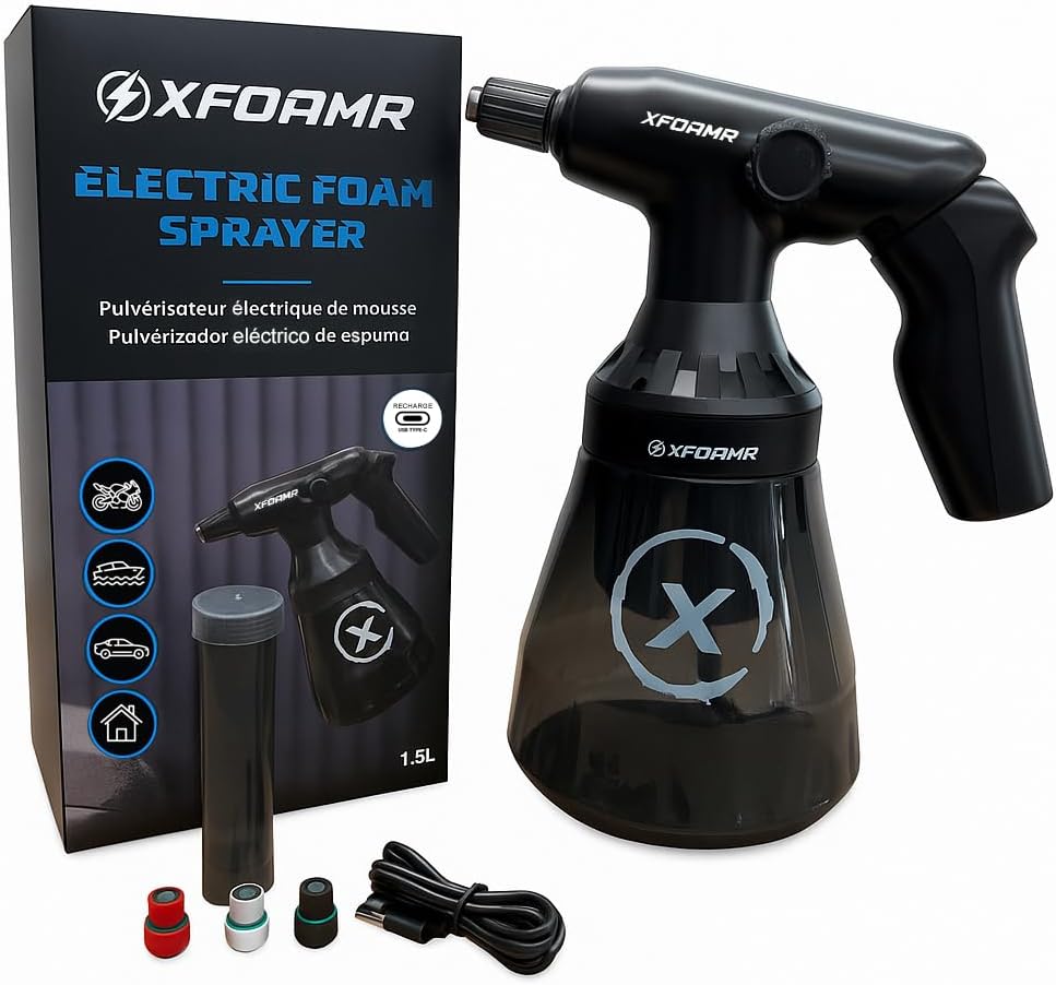 XFOAMR Electric Foam Sprayer 1.5L – Rechargeable Battery Powered Foamer