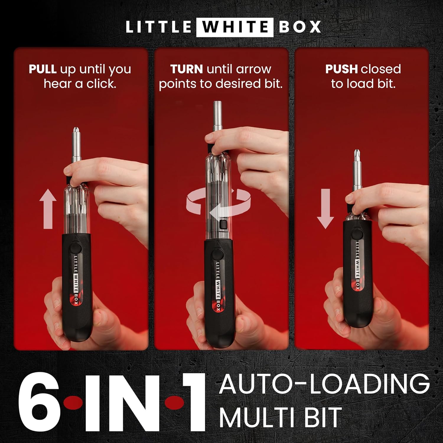 6-in-1 Screwdriver with Multi Bit Autoloading Barrel, Ergonomic Handle with Rotating Collar, Includes 6 High Grade Bits