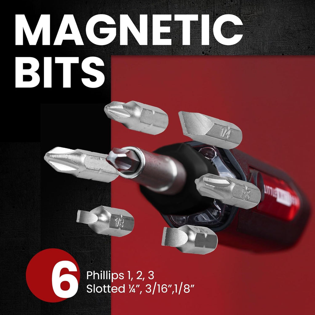 6-in-1 Screwdriver with Multi Bit Autoloading Barrel, Ergonomic Handle with Rotating Collar, Includes 6 High Grade Bits