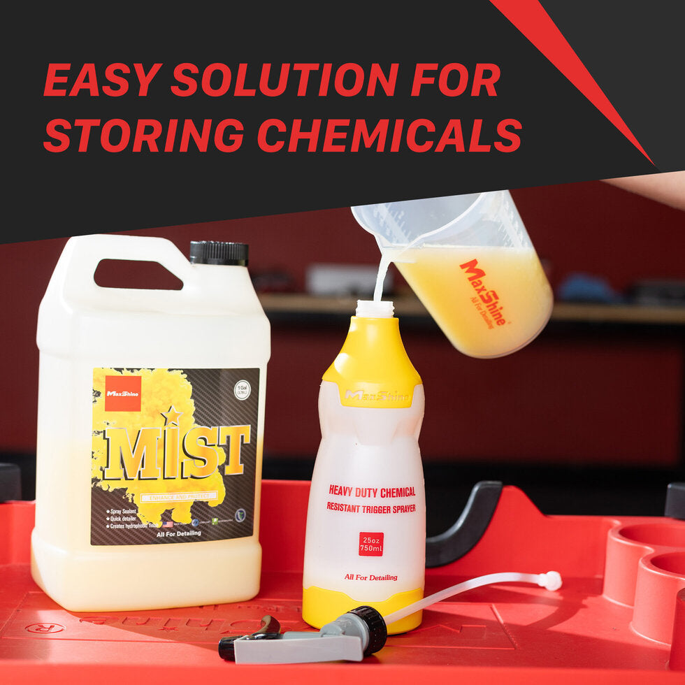 Heavy Duty Chemical Resistant Spray Bottle [Black with Red & Grey Trigger]