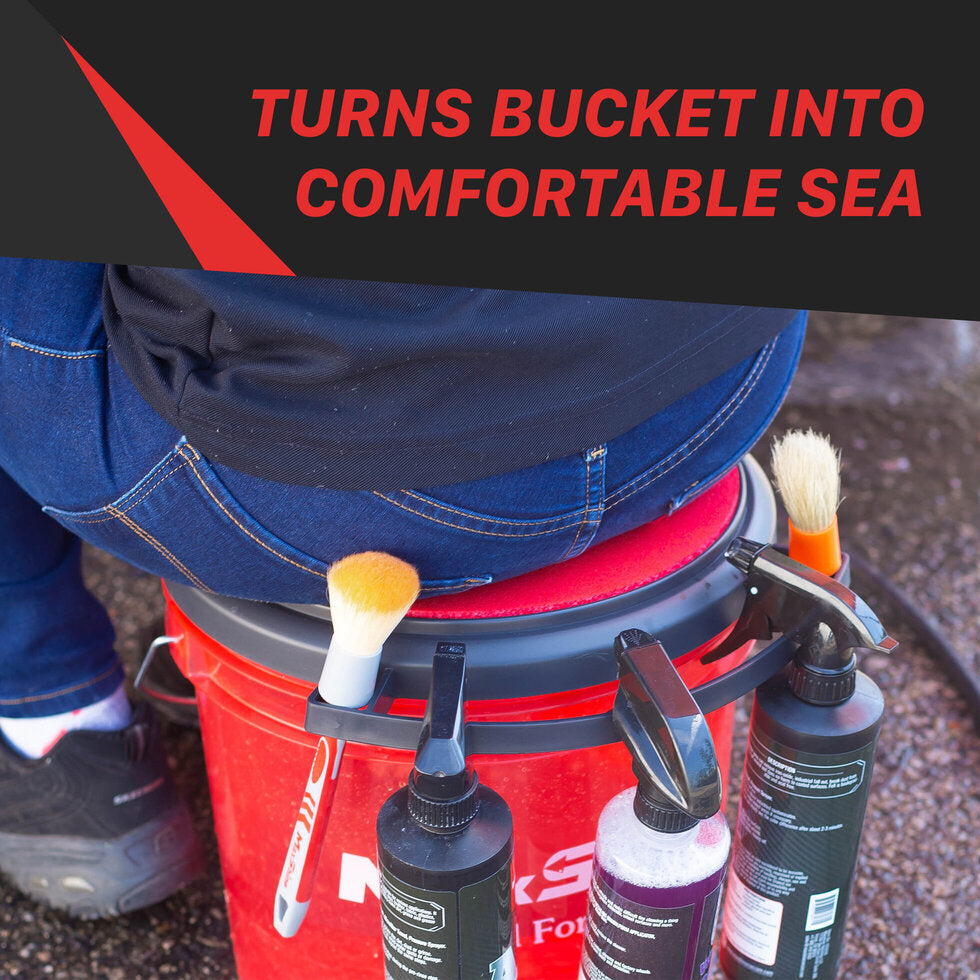 Maxshine Multifunction Bucket Lid Seat with Soft Foam [Red with Black Foam]