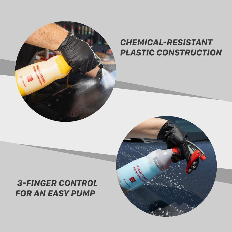 Heavy Duty Chemical Resistant Spray Bottle [Black with Red & Grey Trigger]