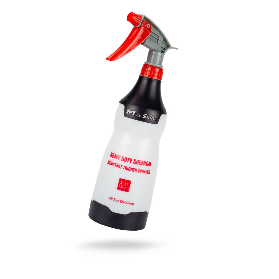 Heavy Duty Chemical Resistant Spray Bottle [Black with Red & Grey Trigger]