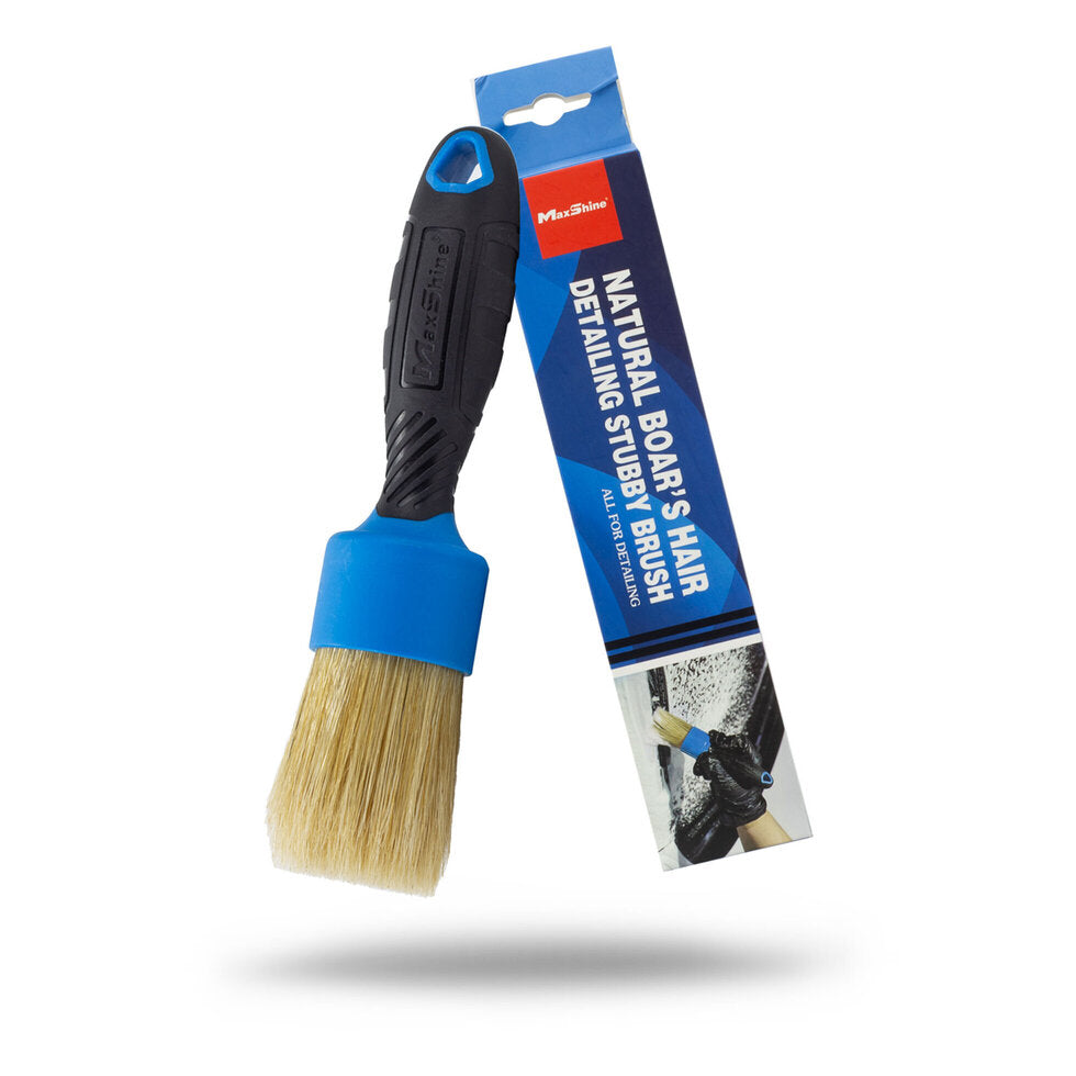 Maxshine Natural Boar's Hair Detailing Stubby Brush - Blue