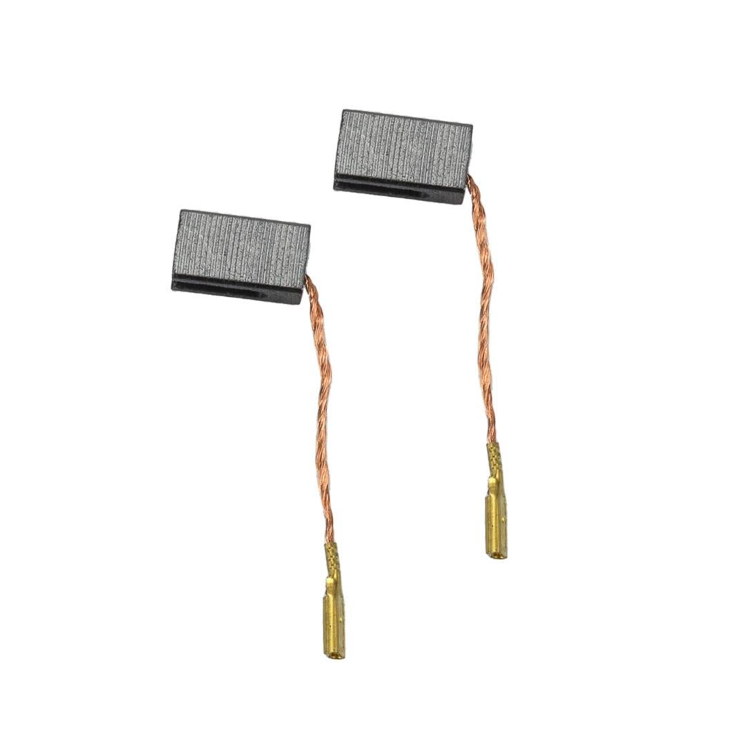 Polisher Carbon Brushes with copper braided wires and brass connectors, ideal for motor electric braking systems. Shown against a white background.