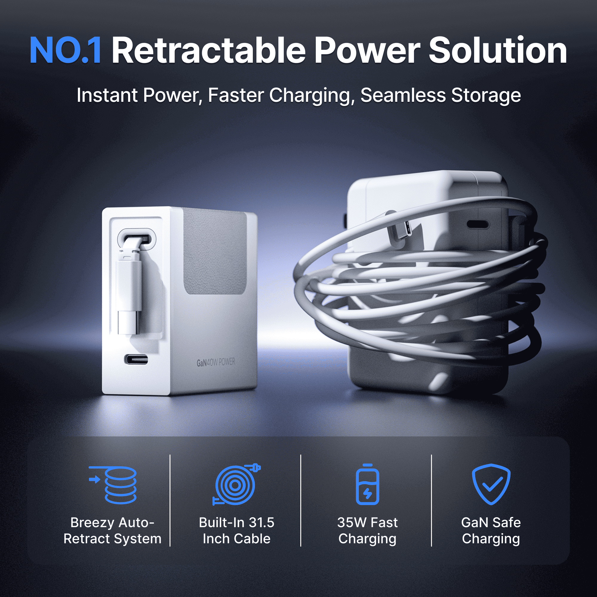 Gitryin Retractable 40W Charger for 3C Devices