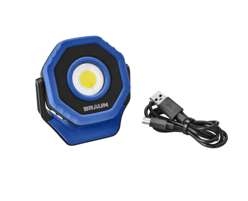BRAUN 750 Lumen Rechargeable Ultracompact Magnetic LED Floodlight, Blue