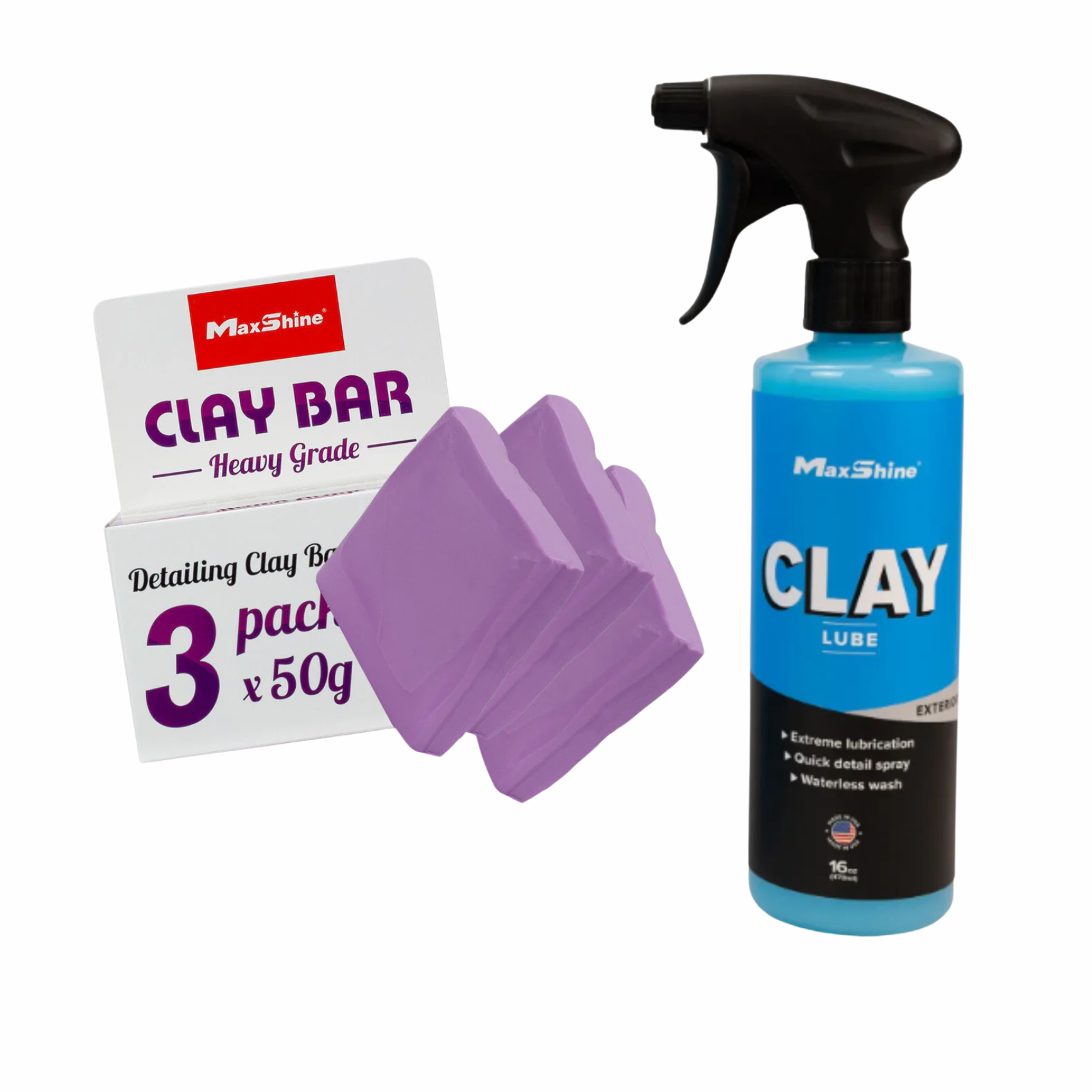 Maxshine Detailing Clay Bar Heavy Grade and Clay Lube 16oz