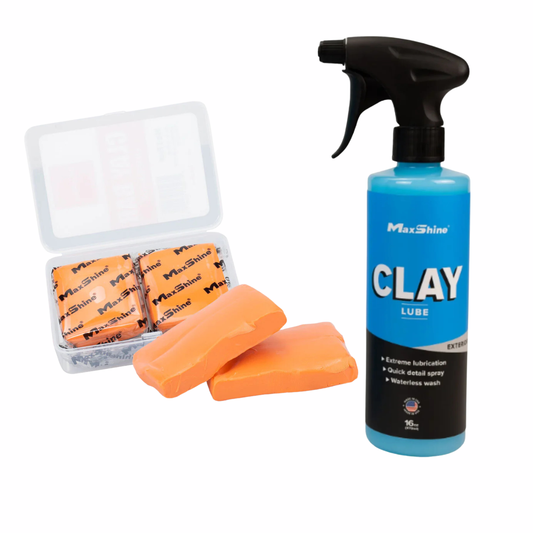 Maxshine Detailing Clay Bar Fine Grade and Clay Lube 16oz
