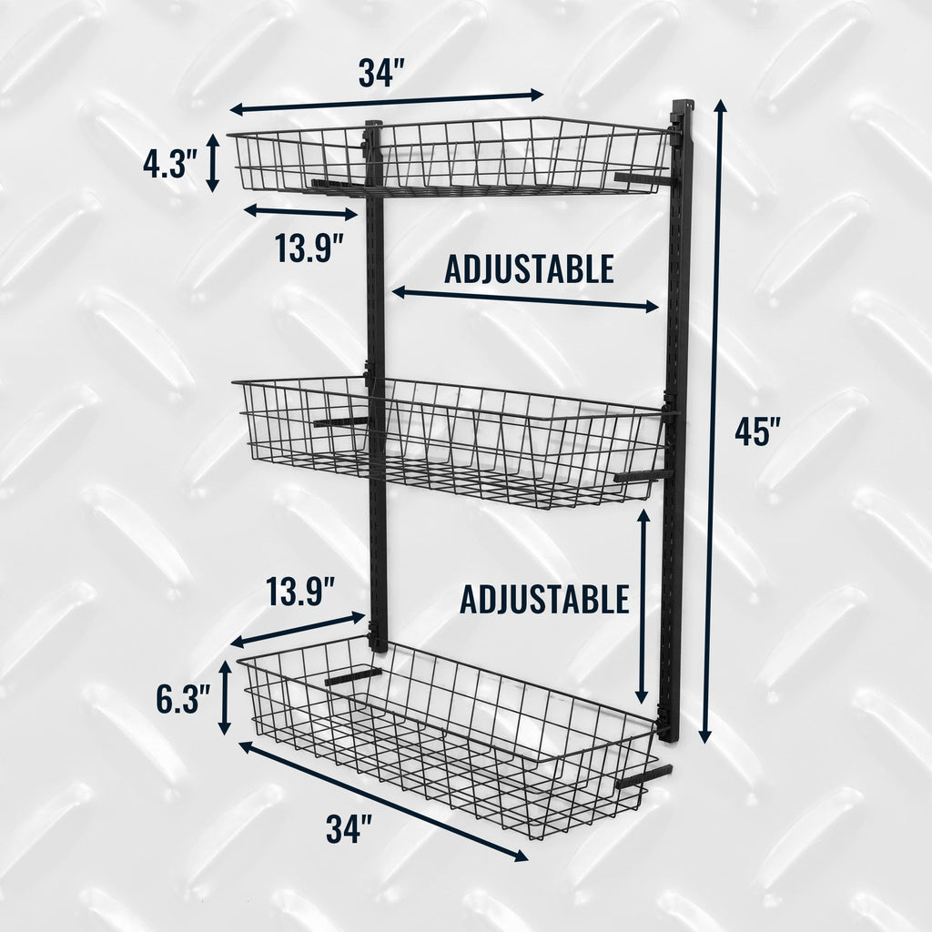 G-Basket | Adjustable Wall Storage System | Holds 120 lbs